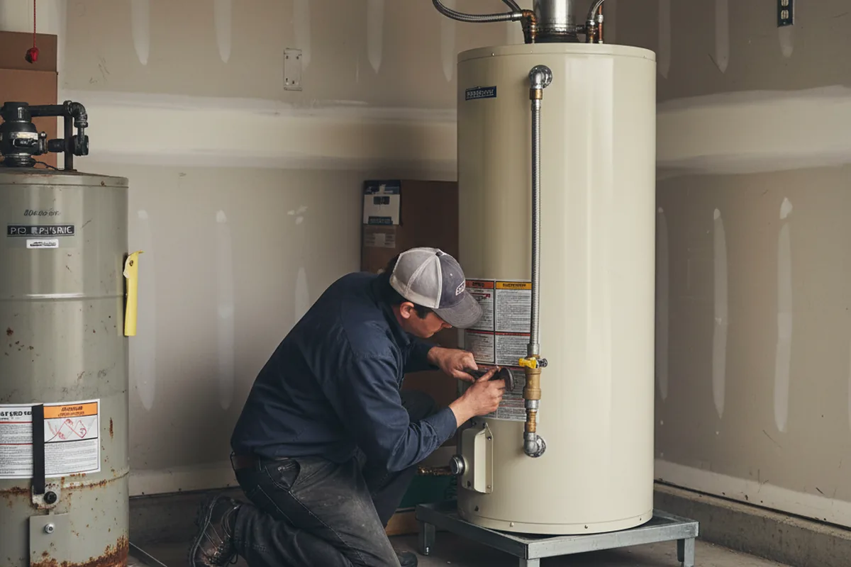 Water heater and shutoff valve replacement in Northford
