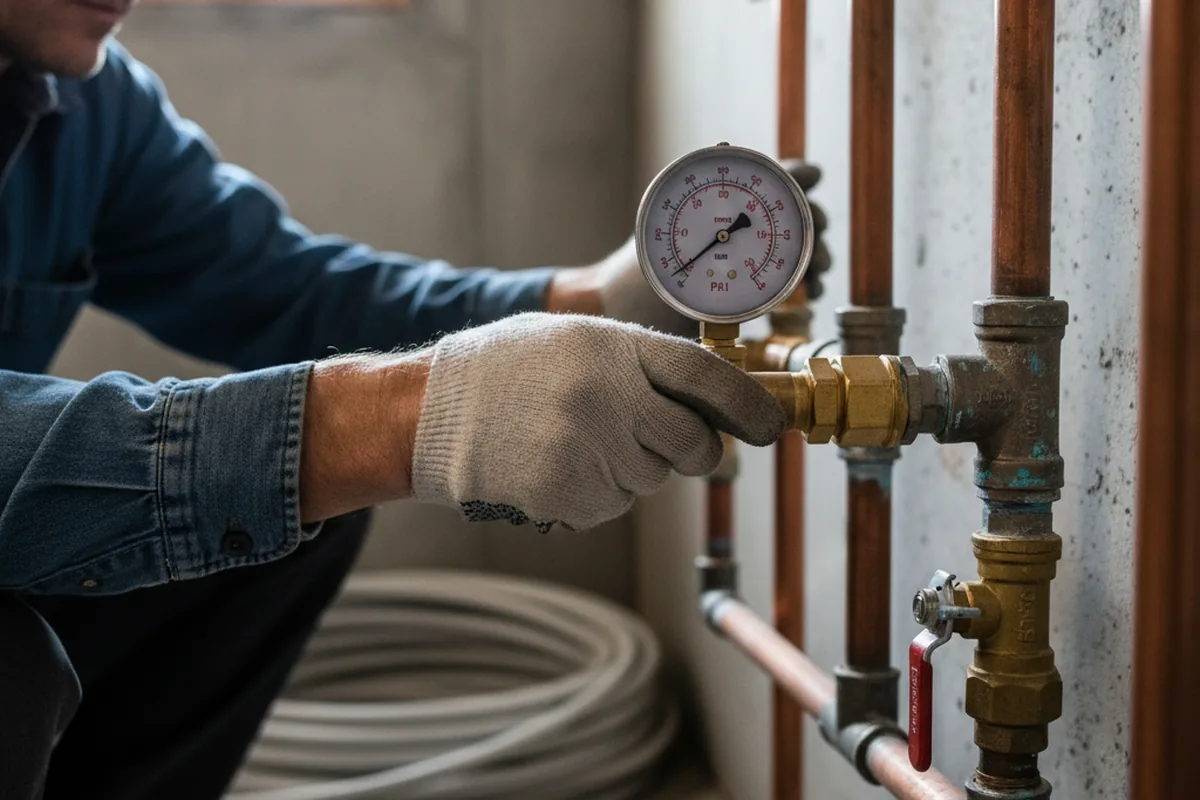 Pressure testing a repaired line during Water Line Repair in Northford
